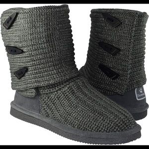 Bearpaw Tall Knit Sweater Boots Grey